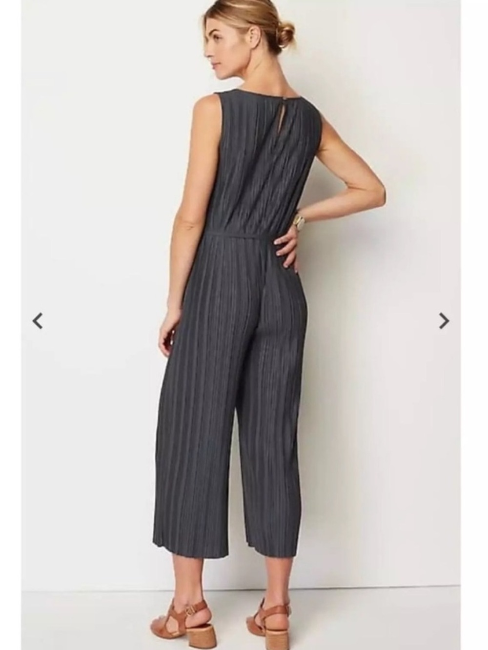 J. Jill NWT sz L Women’s PureJill Elements Pleated Knit Jumpsuit in Charcoal - Picture 3 of 14